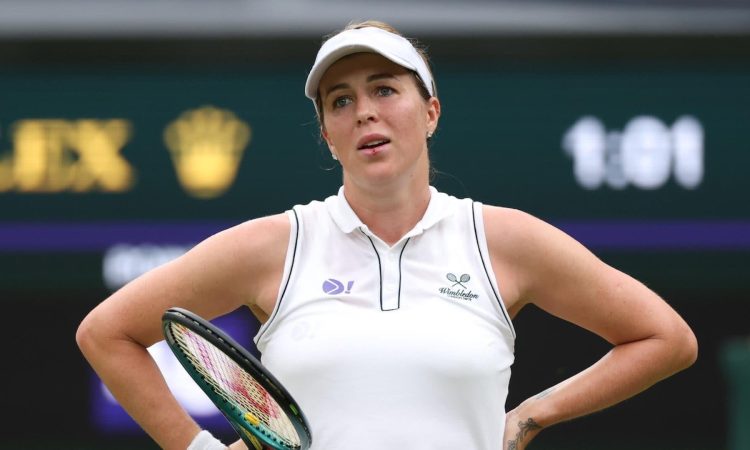 Tennis player disputes AI-generated line call at Wimbledon 2025 during a controversial match