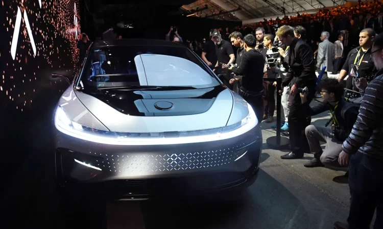 Concept image of Faraday Future's new electric van featuring a full-width LED face display