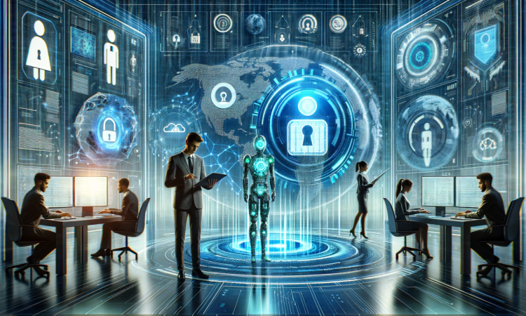 Illustration of data protection in the age of AI, highlighting secure digital networks and personal data safeguards