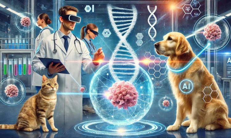 AI analyzing dog barks and cat meows for emotional translation and pet communication