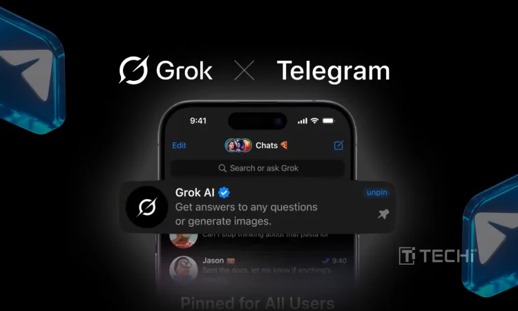 Illustration of Telegram interface showcasing Grok AI integration, highlighting real-time conversational features powered by xAI