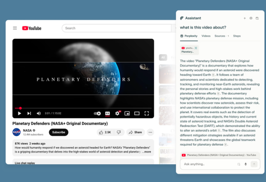 Screenshot of Perplexity's Comet AI web browser interface