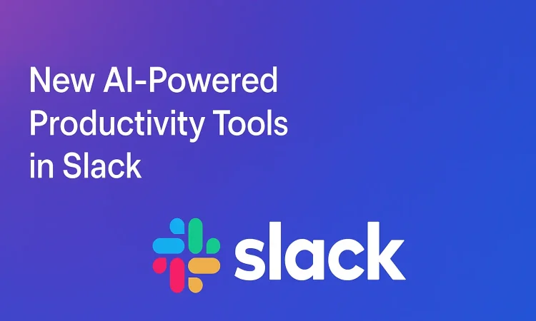 Illustration of Slack AI time machine translating office jargon and clarifying internal team messages