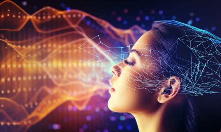 Person practicing speech with Vocal Image app using AI communication tools