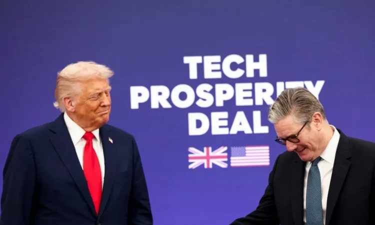Donald Trump speaking about AI “taking over the world” during U.S.-U.K. tech cooperation event