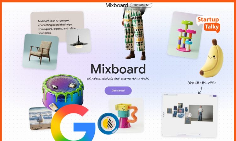Screenshot of Google Mixboard AI mood board app showcasing generated creative visuals