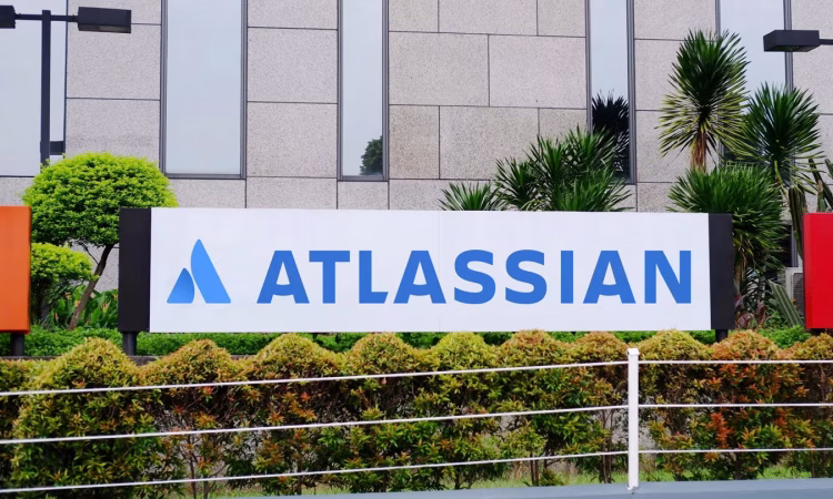 Atlassian logo with Dia browser interface showing AI-powered productivity tools
