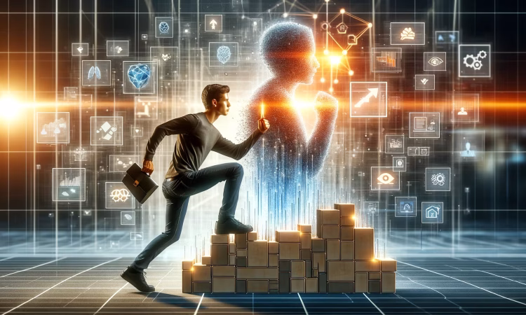 Startup team using AI tools to boost business growth