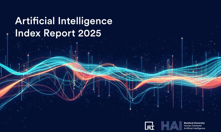 Futuristic AI robot interacting with human highlighting emerging AI technologies 2025