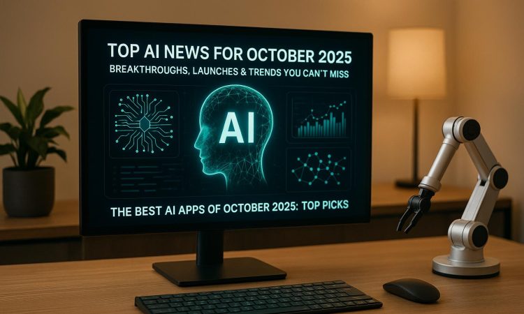 AI breakthroughs 2025 showing futuristic robots, healthcare AI, and generative AI models