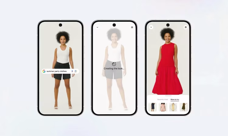 Google virtual shoe try-on showing sneakers on a user’s feet