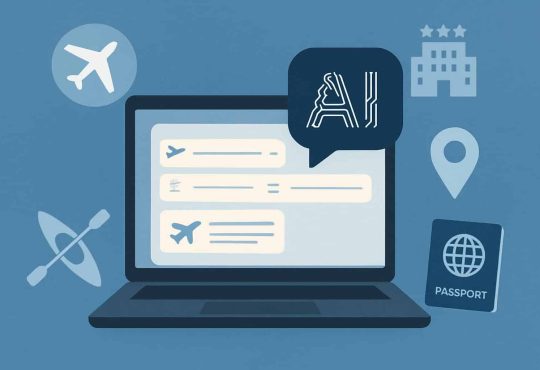 Kayak AI Mode interface showing travel search and booking options
