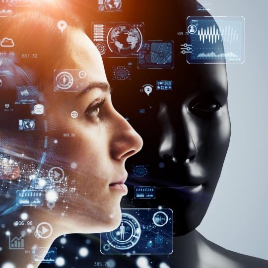 Illustration of generative AI powering creativity, business, and global digital transformation