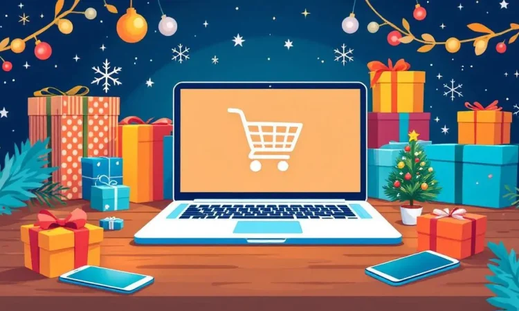 Shoppers using AI-assisted online shopping on mobile devices during the 2025 holiday season