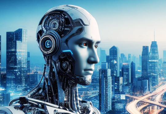 Artificial General Intelligence (AGI) concept showing a global AI network