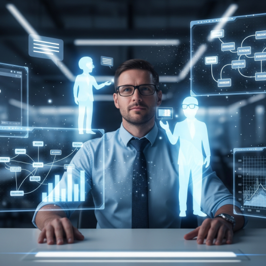 Business team planning an AI strategy in 2025