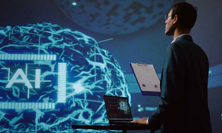 Illustration showing how AI is transforming the digital world step by step