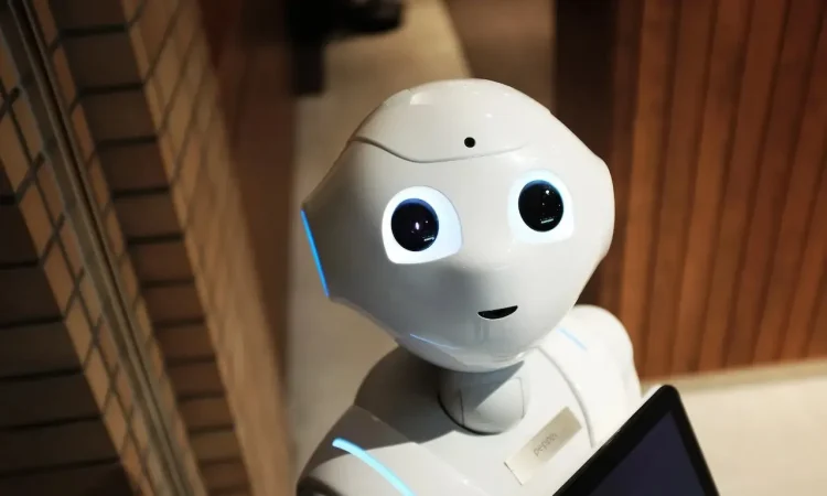 AI-powered robot working collaboratively with humans in an advanced industrial environment