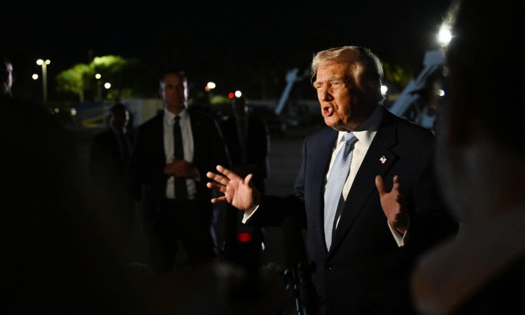 Illustration of Trump considering an executive order on state AI laws