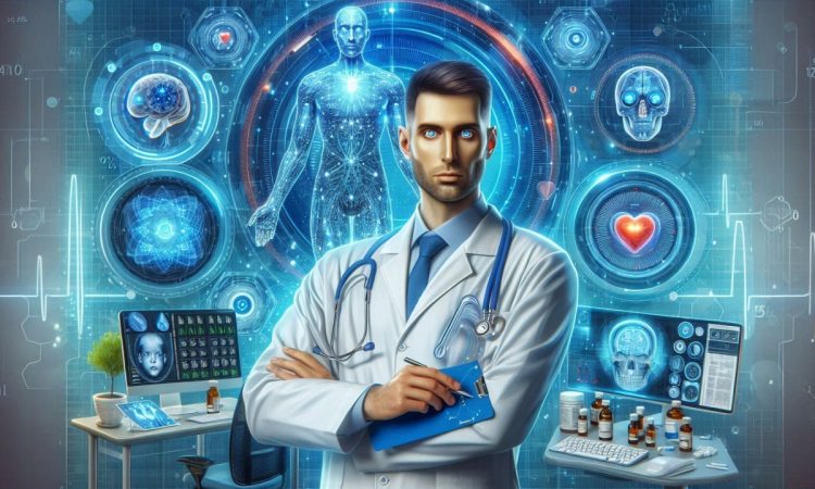 AI in healthcare showing advanced diagnostic technology and medical breakthroughs